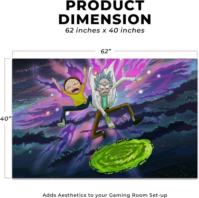 DreamController Ricky Morty Custom Rugs for Gamer Room (62x40inch)| Playroom Carpets Inspired by Games & Anime Decor for Gamers | Gamer Room Decor for Kids Teen Anti-Slip Gaming Mats - Image 2